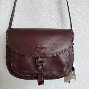Gianni Conti Dark Brown Leather Saddle Bag